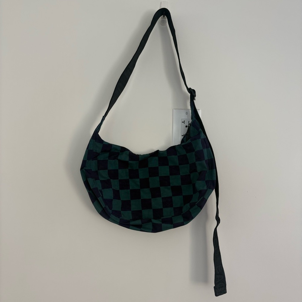 BAGGU Navy Blue and Green Checkered Shoulder or Cross Body bag